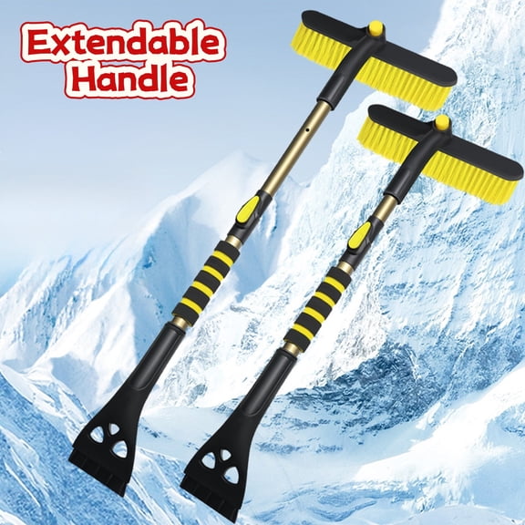 EazyTech 360° Rotating Snow Brush & Ice Scraper with Telescoping Pole Adjustable for Car Windshield Roof and Truck Winter Snow Removal Tool