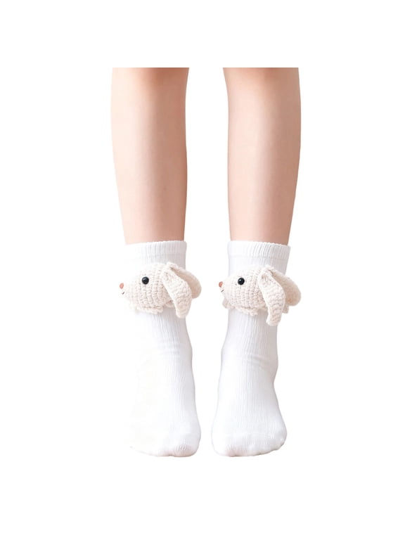 3D Knit Animal Socks, Fuzzy Cute Novelty Animal Sock Hand Crocheted, New Novelty Floor Sock for Christmas