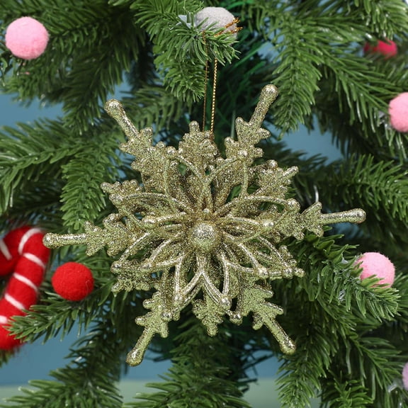 EazyTech 4.72" Snowflake Ornament Christmas Tree Pendant Flash Hanging Decoration for Window Festive Holiday Decor