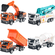 EazyTech 4-Pack Construction Vehicles Set, Inertia Powered Dump Truck, Concrete Pump Truck, Excavator & Cement Mixer Toy Cars, Durable Metal Engineering Toys for Boys Kids Ages 3-6