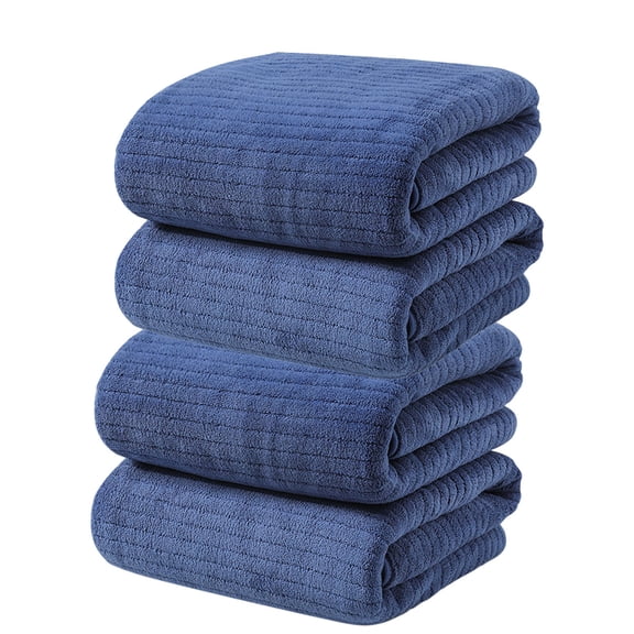 EazyTech 4 Pack Extra Large Absorbent Velvet Hand Towels Set - Super Soft, Quick Dryfor Home, Beach, Travel, Gym - 14x30 Inch (Blue)