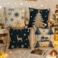 thumbnail image 1 of EazyTech 4-Pack Navy Christmas Pillow Covers 18x18 Inch, Gold Tree Snowflake Reindeer Design Holiday Decor Set for Sofa Living Room​​, 1 of 9