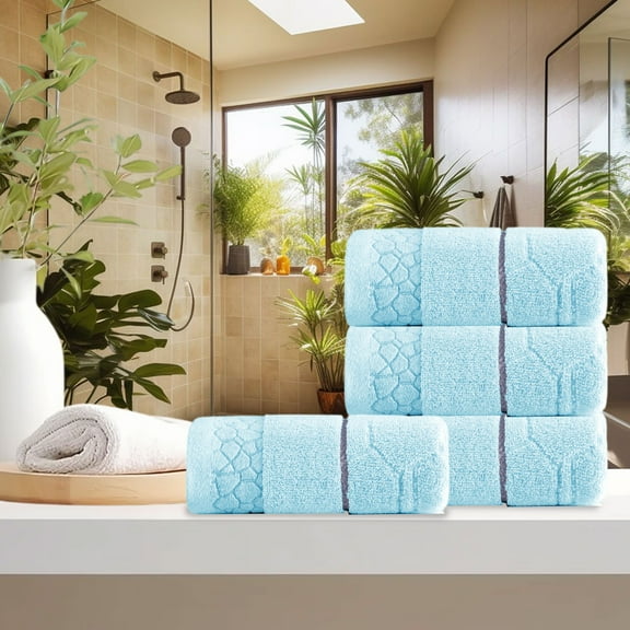 EazyTech 4 Pack Premium Cotton Bathroom Hand Towel Super Soft & Highly Absorbent Towel, 14"x30" Multipurpose for Bathroom Spa Gym Travel, Quick Dry Durable(Blue)