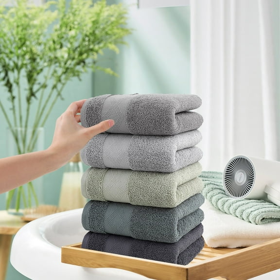 EazyTech 5 Pack Thick Cotton Hand Towels 600 GSM Soft Absorbent Set for Bathroom Face Wash & Spa Quick Drying Household Towel Set(Multicolor)