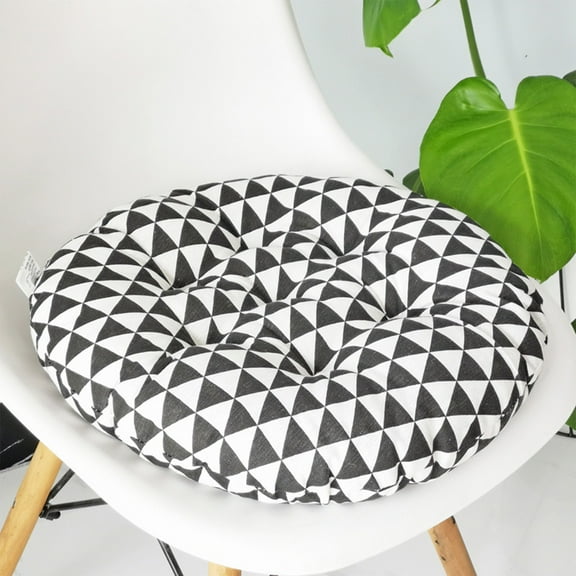 EazyTech Bohemian Cotton Round Seat Cushion Chair Pad for Indoor Outdoor Home Kitchen Office Garden Patio Home Tatami Pillow Washable Cover ,Diameter 16" Black