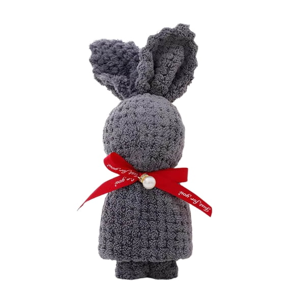 EazyTech Bunny Shaped Super Soft Knit Hand Towel Absorbent with Cute Ears, Durable Bathroom Towel ,Ideal Housewarming Birthday Gift (Gray)