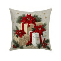 EazyTech Christmas Blessing Pillow Cover 18x18 Inch Linen Decorative Throw Covers Home Holiday Decor for Sofa Living Room