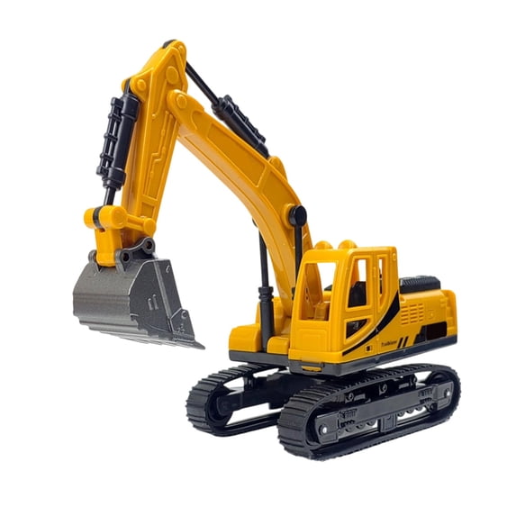 EazyTech Construction Excavator Toy with Rotating Cab & Rubber Tracks, Realistic 360° Digging Arm Toy Vehicle Educational Engineering Vehicle for Boys Ages 3-6, Durable Plastic Kids Toy Gift