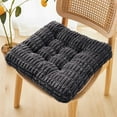 thumbnail image 1 of EazyTech Corduroy Strip CottonSeat Cushion for Dining Office Chair, Tatami - Memory Foam Soft Square Seat Pad for Fall and Winter 16x16 Inch Black, 1 of 6