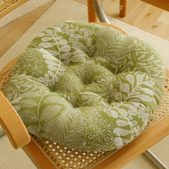 EazyTech Cotton-Linen Round Cushion for Tatami Floor Chair - 16x16 Inch Summer Thickened Chair Futon Pad, Support Multi-Scenario Home Decor Green