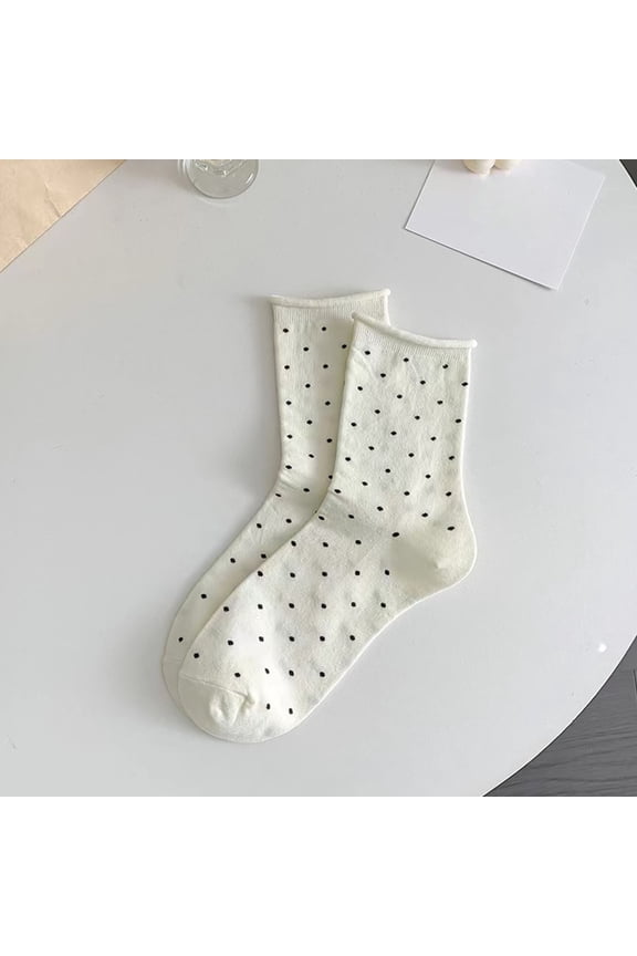 Cute Ruffle Crew Socks for Women Polka Dot Checkered Casual Soft Princess Sock