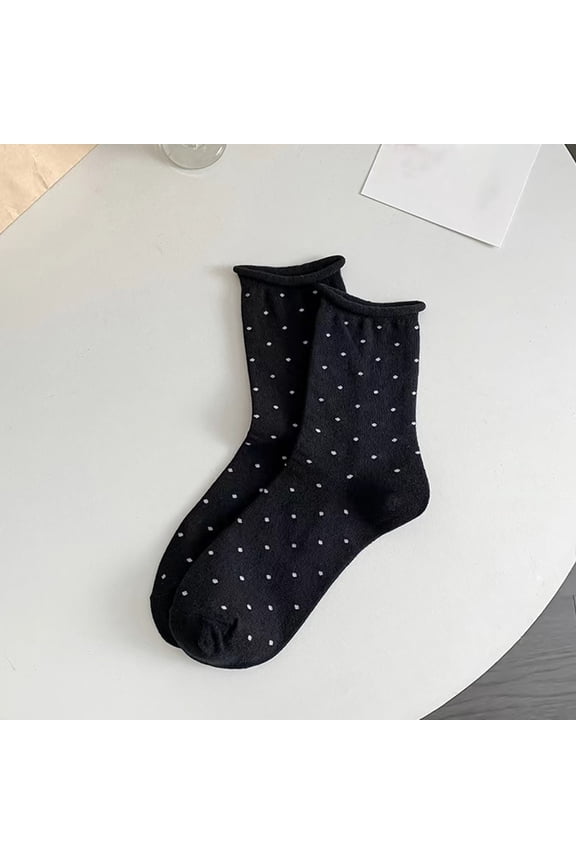 Cute Ruffle Crew Socks for Women Polka Dot Checkered Casual Soft Princess Sock