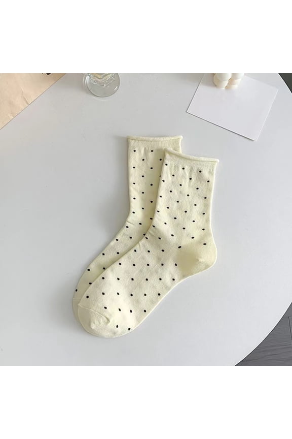 Cute Ruffle Crew Socks for Women Polka Dot Checkered Casual Soft Princess Sock