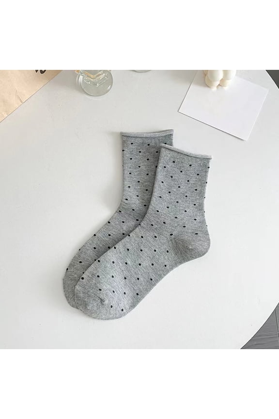 Cute Ruffle Crew Socks for Women Polka Dot Checkered Casual Soft Princess Sock