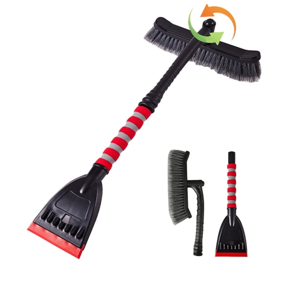 EazyTech Detachable 2-in-1 Car Snow Brush and Ice Scraper with 45° Angled Brush Head for Wiper Blind Spots, Wide Push Shovel Paint Safe Snow Removal Tool