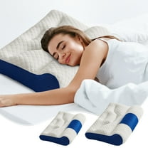 EazyTech Enhanced Ergonomic Cervical Support Pillow Memory Foam for Neck Support Suitable Side Back Stomach Sleepers 12X20in/16X24in