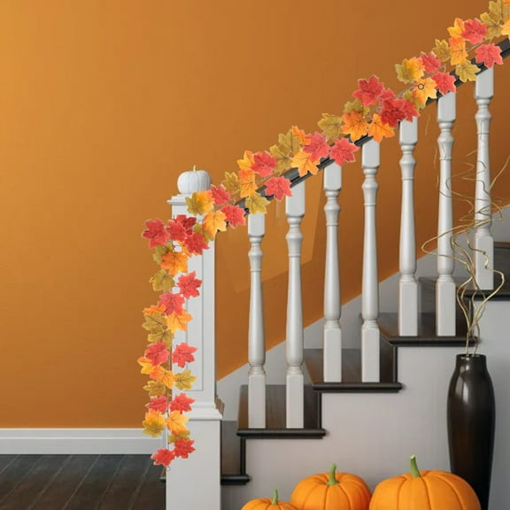 EazyTech Fall Garland, 3.28FT Maple Leaves Garland with Hanging Ring Autumn Decor for Indoor Outdoor ,Mantle,Door Frame,Fireplace Halloween & Thanksgiving Decor