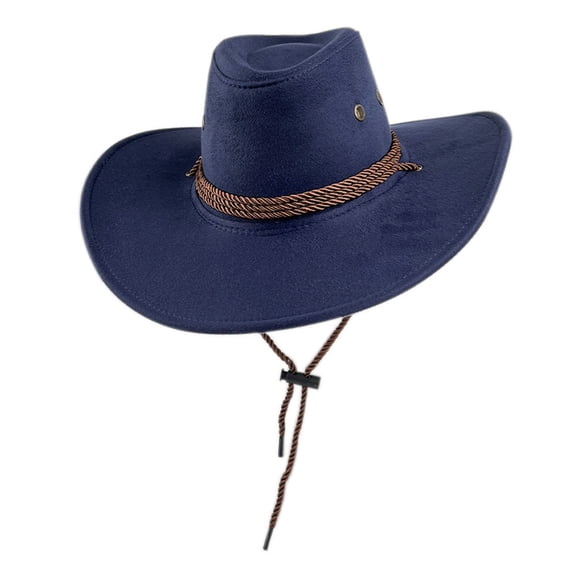 EazyTech Fashion Men Women Drawstring Western Cowboy Hat Headwear Closure Adjustable Stylish Versatile Sun Protection Lightweight Sturdy Comfortable