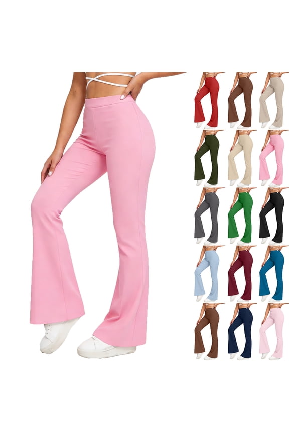 Flare Leggings for Women Low Rise Fold Over Flared Yoga Pants Bootcut Leggings Ladies Comfy Workout Pants