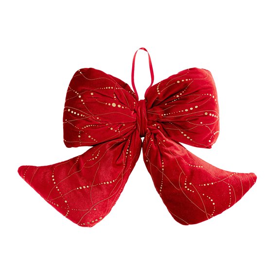 EazyTech Flocking Velvet Christmas Tree Bow Ornament, Decorative Holiday Gift Wrap Accent, Elegant Matte Finish Tree Topper for Xmas Decorations