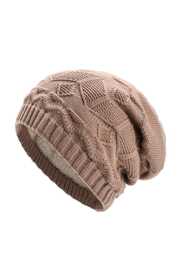 Folding Pile Cap Elastic Yarn Hat Fashionable Versatile Ear Protection Cold Weather Knit Cap Diamond Border Winter Hat