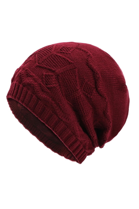 Folding Pile Cap Elastic Yarn Hat Fashionable Versatile Ear Protection Cold Weather Knit Cap Diamond Border Winter Hat