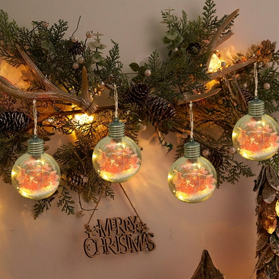 EazyTech Glowing Hydrangea Christmas Ball Ornament Clear Glass LED Light Decor for Home Party Wedding Mall Restaurant 1PC