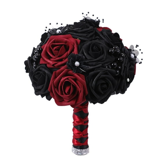 EazyTech Gothic Skull Flower Bridesmaid Bouquet Artificial Flowers for Halloween Day of Home Decor Table Centerpiece Witchcore Bridal Prop Wedding Ceremony Anniversary