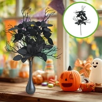 EazyTech Halloween Artificial Black Leaf Branch Decor 18in Plastic Spray for Indoor Outdoor Halloween Party Decorations, Home & Grave Decor