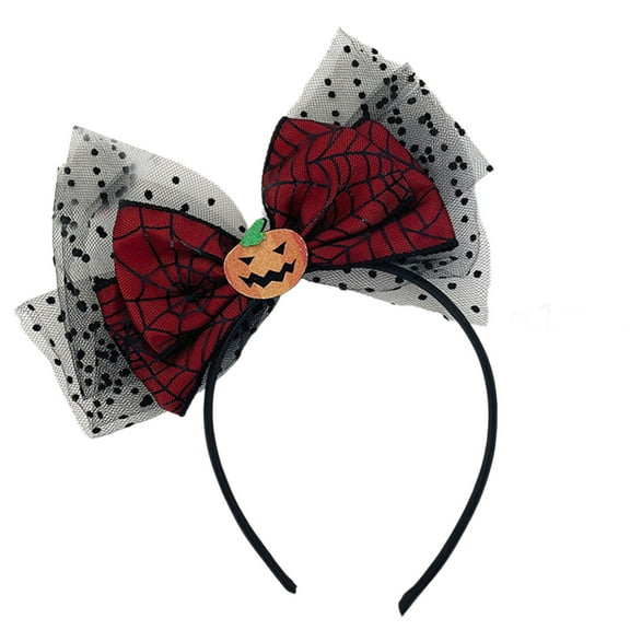 EazyTech Halloween Pumpkin Bow Headband - Cute Party Hair Accessory Fall Hairbands Lace Bow Design ,Head Decoration for Photography Prop Party Birthday Cosplay Gifts for Women Teen