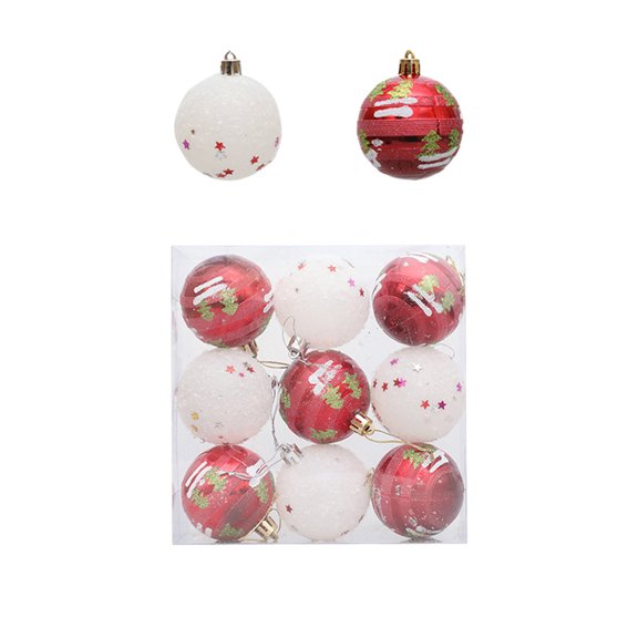 EazyTech Hand-Painted Snowflake Christmas Ball Ornaments Set of 9 - 2.4" Holiday Tree Pendants Decorations for Festive Scene Props