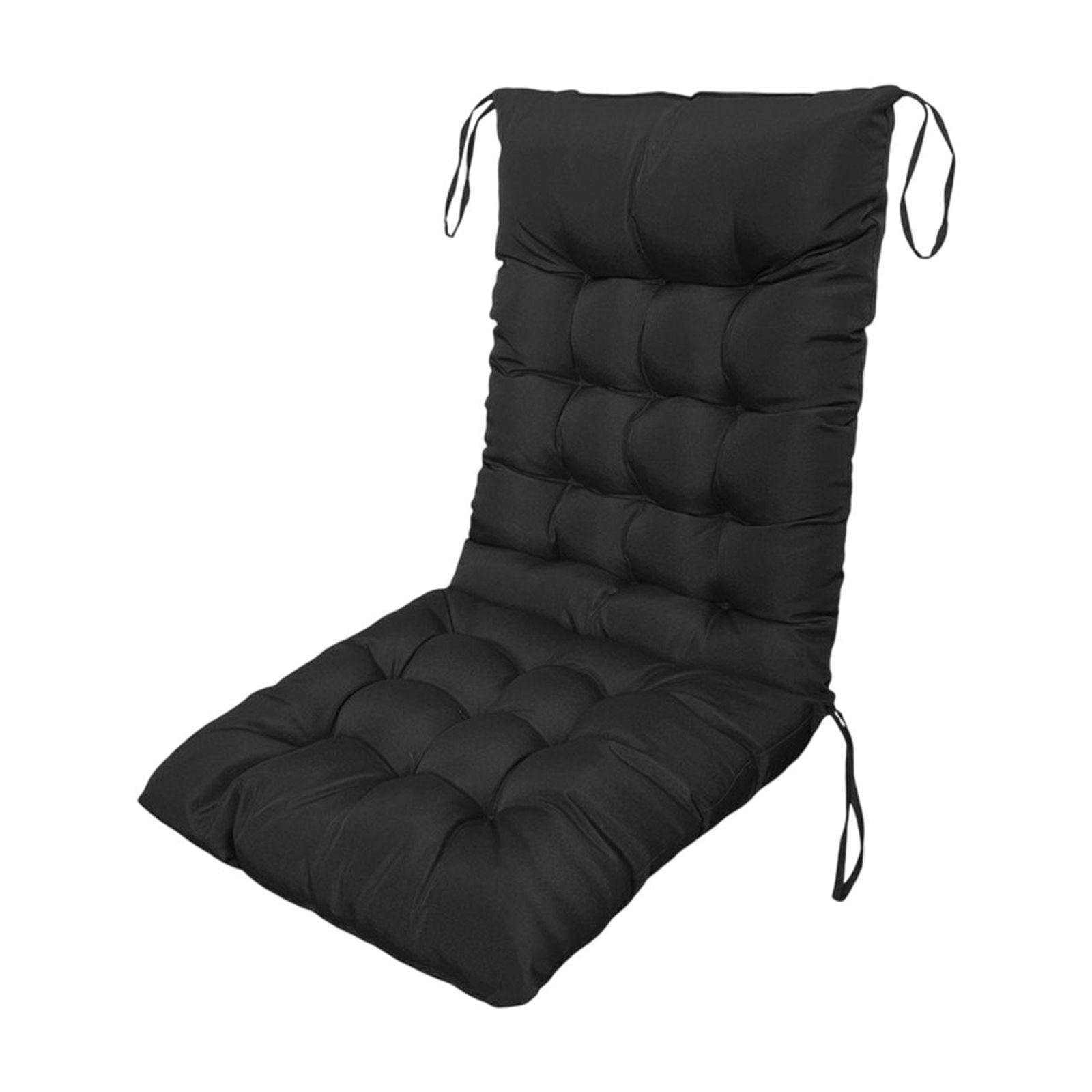 EazyTech High Back Seat Cushion for Indoor Outdoor, One-Piece Rocking Chair Cushions Lounger Chair Pad for Garden Patio Office Dorm Chair Black