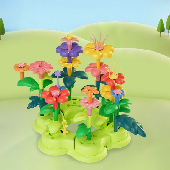 EazyTech Kids Garden Building Blocks Set with Flower Arrangement DIY, Creative Construction Toy for Preschoolers, STEM Educational Kit Fine Motor Skill Activity Birthday Gifts for Ages 3+