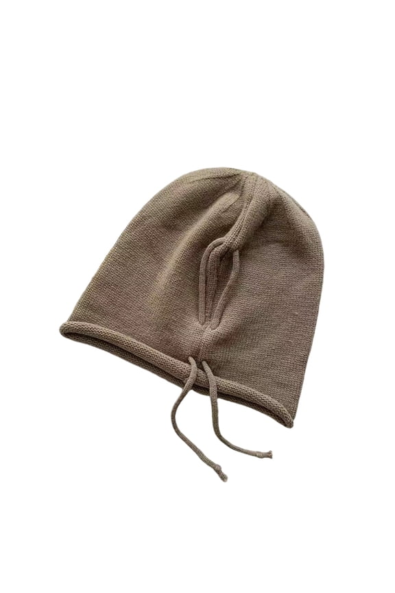 Ladies' Fashionable Casual Solid Color Hair Care Warm Drawstring Pile Cap