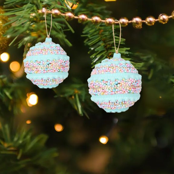 EazyTech Macaron Grain Foam Christmas Tree Ball Ornaments Set of 3, Lightweight Festive Decorations for Xmas Tree Home Party Gift