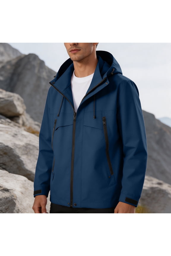 Men's Lightweight Waterproof Rain Jackets Shell Hooded Outdoor Raincoat Spring Summer Hiking Windbreaker Jacket