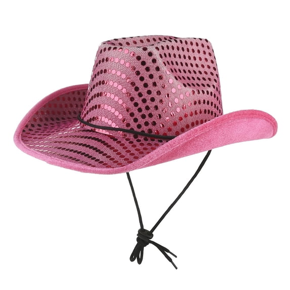 EazyTech Mens and Womens Glitter Sequin Cowboy Hat Wide Brim Adjustable Strap Western Cowboy Style Performance Hat