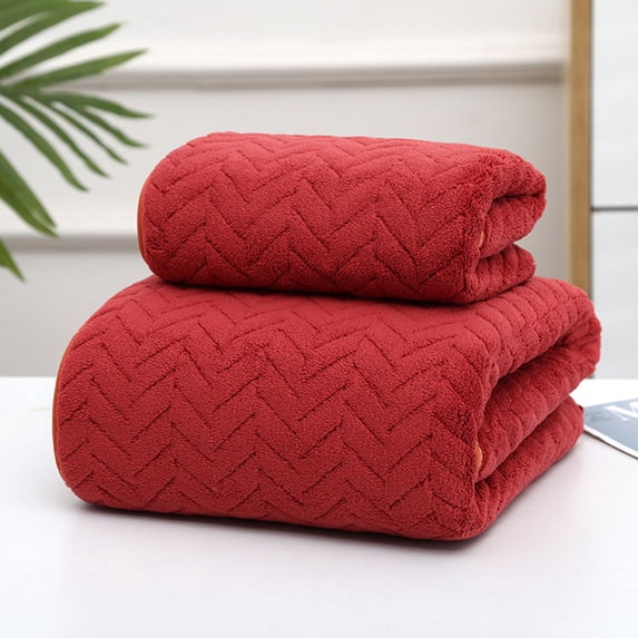 EazyTech Microfiber Bath Towels Set of 2, Large Shower Towels - Super Soft, Highly Absorbent Bathroom Towels for Gym, Hotel, Shower and Spa ,Includes 1 Bath Towel 1 Hand Towel (Red)