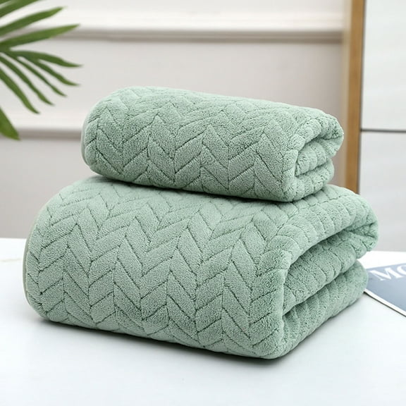 EazyTech Microfiber Bath Towels Set of 2, Large Shower Towels - Super Soft, Highly Absorbent Bathroom Towels for Gym, Hotel, Shower and Spa ,Includes 1 Bath Towel 1 Hand Towel (Green)