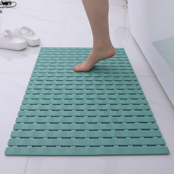 EazyTech Non-Slip Shower Mat with Strong Suction Cups, TPE Bathroom Floor Mat, Anti-Fall Drainage Design, 25"x27" Waterproof Toilet Mat for Safety & Stability