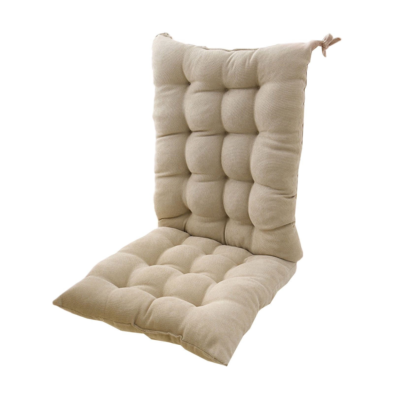 EazyTech One-Piece High Back Rocking Chair Cushion with Ties Tufted Seat Cushion for Outdoor Indoor Home Office Dining garden Patio Furniture Recliner Cushion Non-Slip Beige