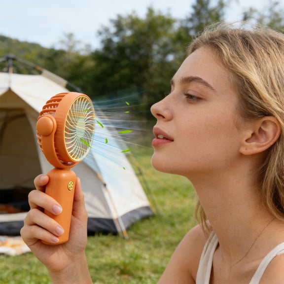 EazyTech Portable Outdoor Handheld Mini Fan with Adjustable Angle 3 Speeds and Usb Rechargeable for Office Student and Travel Use Quiet Lightweight and Comfortable In 5.71x3.54x1.57in