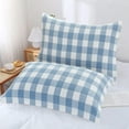thumbnail image 1 of EazyTech Premium Cotton Plaid Pillowcase - Standard Size 20x30 Inch Soft Breathable Woven Bedding Cover for Home & Guest Room Blue, 1 of 6