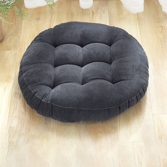 EazyTech Premium Memory Foam Round Chair Cushion - 16x16in Thickened Soft Corduroy Seat Pad for Kitchen Dining Office Tatami Patio - Cotton Supportive Comfort - Home Decor Cushion Gray