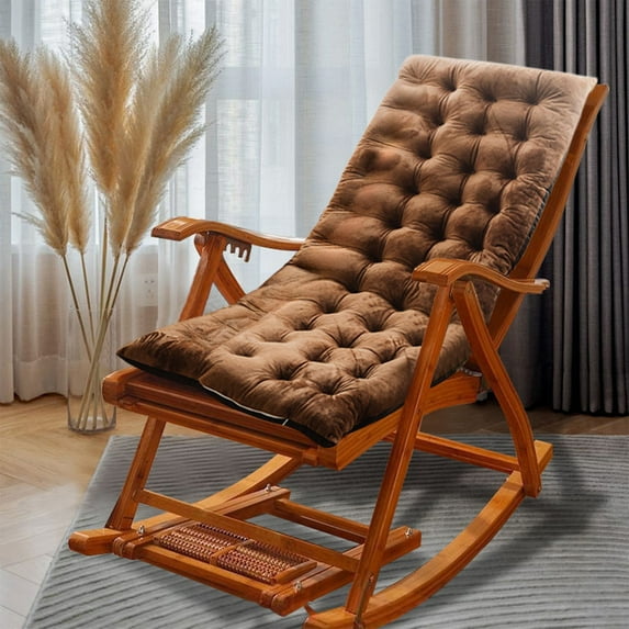 EazyTech Premium Rocking Chair Cushion - Super Soft Comfy Indoor Outdoor Recliner Sofa Pad High-Backed Seat Cushion with Ties for Patio Garden Office Living Room ,Non-Slip (39.5x16x3in) Coffee