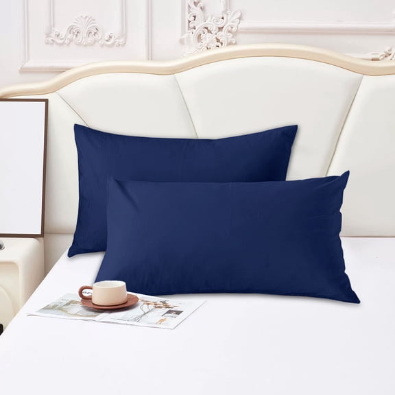 EazyTech Queen Pillowcase Set of 2 for Hot Sleepers & Night Sweats - Velvet Soft Temperature Regulating Pillow Case 20x30 Inch, All Seasons Navy