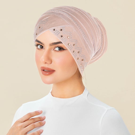 EazyTech Rhinestone Hijab Turban Hats for Women Beanies Bandana Headwrap Cap Beanies Headwear Headscarf Undercap Turban Hat