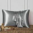 thumbnail image 1 of EazyTech Satin Pillowcase for Hair and Skin 20x30 Inches, Soft Standard Size Silk Pillow Case ,Cotton Blend Wrinkle-Free Smooth Pillow Shams Housewarming Birthday Gifts for Women Men Dark Gray, 1 of 8