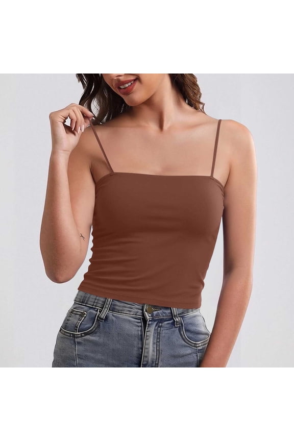 Seamless Tank Tops for Womens Ice Silk Built in Bra Layering Shirts Slim Fit Going Out Camisoles Summer Casual Cami Top