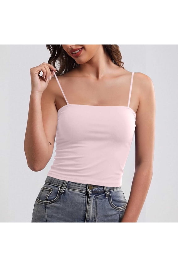Seamless Tank Tops for Womens Ice Silk Built in Bra Layering Shirts Slim Fit Going Out Camisoles Summer Casual Cami Top